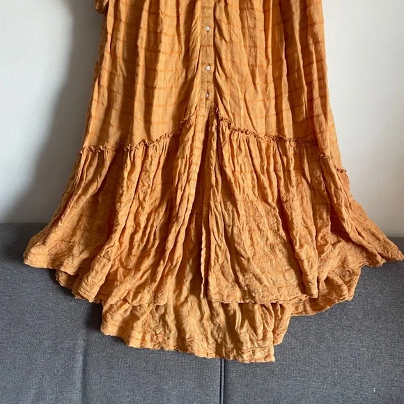 Free People Edie Dress Tiered Maxi Duster Equestrian Boho Dress in Suntan